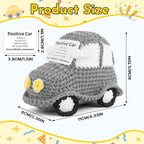 Positive Funny Crochet Car, Emotional Support Mini Handmade Crochet Gift, Inspirational Birthday Gifts for Men Women Friends Boyfriend Dad Coworker, Grey