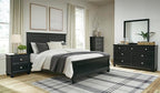 Signature Design by Ashley Lanolee Traditional Dresser with Framed Drawer Fronts and Tapered Feet, 7 Drawers, Satin Nickel Knobs, Wood, 36" High, Black