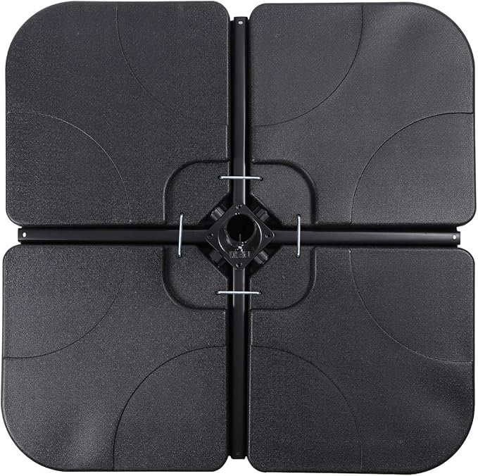 Sunnyglade 4PCS 176LB Square Shaped Water Or Sand Filled Umbrella Base Cantilever Offset Patio Market Umbrella Base Stand with U Locking (Black)