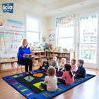 KIDCARPET.COM Shapes with The Alphabet Classroom Rug 6' x 8'6" Rectangle, Educational Classroom Rug, Kids Learning Play Mat | Area Rug for Bedroom or Playroom
