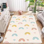 Children's Rainbow Carpet - Living Room Floor Mats, Soft, Washable, Anti-Slip, 4x5ft