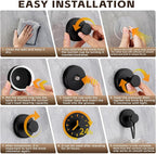 Reusable Heavy Duty Suction Cup Hooks for Kitchen/Bathroom/Shower - Wet-Proof Hooks for Towels, Robes, Loofah&Wreaths/No Drill Mounting on Glass, Tile, Metal (2, Matte Black)