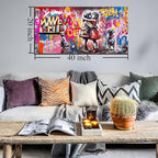 CIRABKY Graffiti Wall Art - Colorful Banksy Wall Art - Boy Kiss Girl Print - 20" x 40"