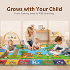 Upgrade Ultra Non Slip Kids ABC Rug for Kids Playroom, 4x7 Washable Alphabet Educational Learning Play Mat for Toddlers Baby, Colorful Carpet with Animals for Nursery, Classroom & Bedroom, 48"x80"