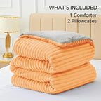BEDELITE Fleece Full Comforter Set -Super Soft & Warm Fluffy Coral Bedding, Luxury Fuzzy Heavy Bed Set for Winter with 2 Pillow Cases