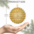 Iridescent Crystal Rhinestone Ball Ornaments, 4 Pack Handcrafted Sparkling Christmas Tree Decorations, Hanging Ornaments for Holiday & Home Décor in Luxury Gift Box