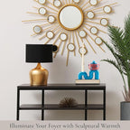 Centerpiece Pedestal Bowl & Candle Holder Stand – Rose Gold and Teal Stone Accents