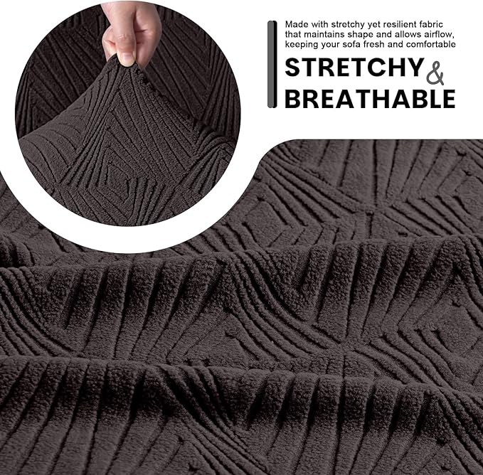 VANSOFY Recliner Chair Covers, 4-Pieces Stretch Recliner Cover Jacquard Soft Reclining Chair Slipcover Furniture Protector with Elastic Bottom for Lazy Boy Recliner(Chocolate)