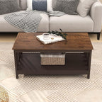 ChooChoo Farmhouse Coffee Table, Espresso Living Room Table with Shelf, 40 Inch