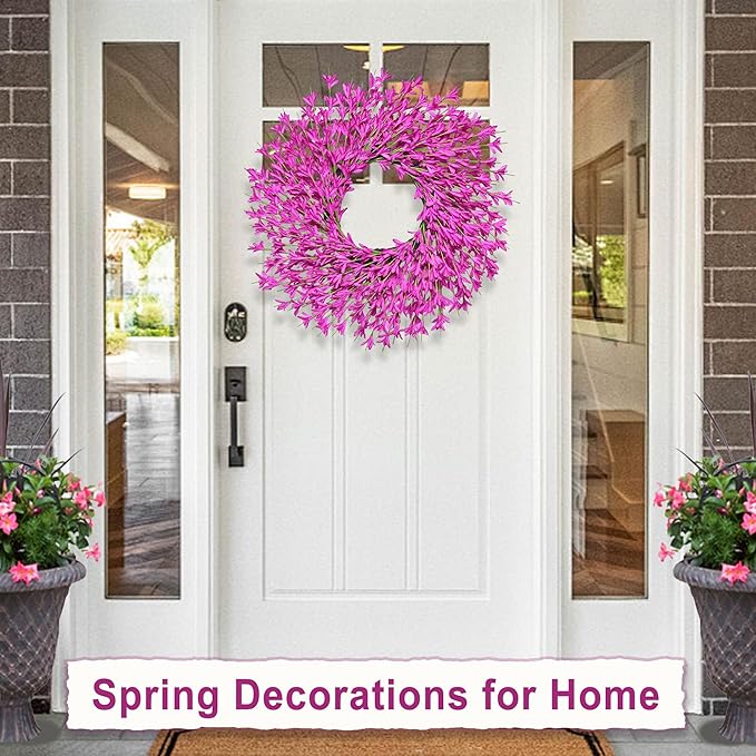 26 Inch Spring Wreaths for Front Door Large Spring Door Wreath Easter Valentines Wild Floral Summer Wreaths Outside All Season for Farmhouse Porch Wall Wedding Living Room Home Decor(Rose Red)