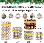 Champagne Gold Christmas Ornaments - Christmas Tree Decorations Shatterproof Hanging Balls for Birthday Wedding Holiday Decor Set of 36pcs, Multi-Sizes(1.6",2.5",3.2")