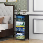 Narrow Dresser for Bedroom Slim 4 Drawer Dresser Vertical Storage Tower Unit for Living Room Hallway Kids Room Nursery Closet Sturdy Steel Frame Wooden Top Easy Pull Handle