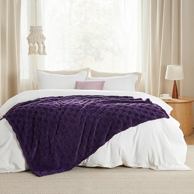 Bedsure GentleSoft Twin Blanket for Bed - Super Soft Cozy Blankets for Women Men Girls, Cute Fuzzy Fleece Throws for Bedroom Couch, Purple, 60x80 Inches