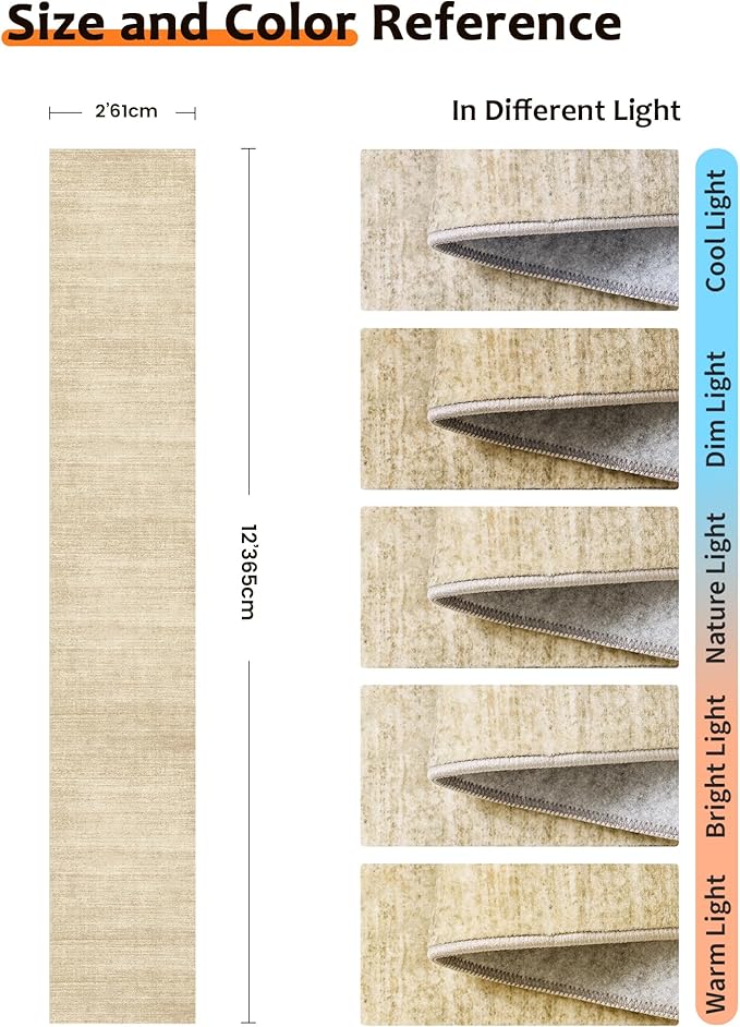 Art&Tuft Non-Slip Runner Rug - 2x12 Runner Rug Washable Low-Pile Rugs Runners, Soft Distressed Carpet Runner for Bedroom Bathroom Kitchen Laundry Living Room, Brown