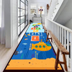 Undersea Tropical Fish Runner Rug for Entryway, 1.3x7ft, Hopscotch Game Cartoon Print Daycare Carpets, Non Slip Machine Washable Fade Resistant High Traffic Kids Play Rug for Living Room