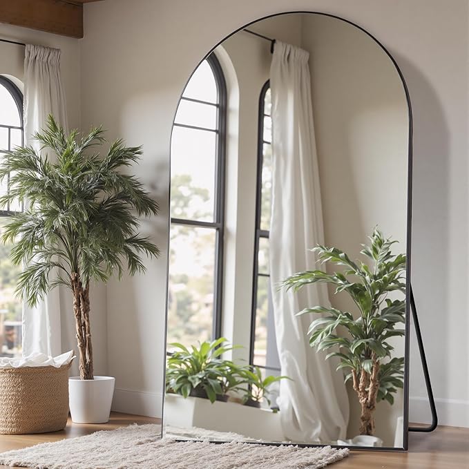 Suidia Arched Full Length Mirror, 82"x44" Floor Mirror Freestanding, Floor Standing Full Body Mirror with Stand for Bedroom, Hanging Leaning Mounted for Living Room Cloakroom, Black