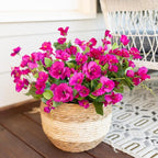Fake Hibiscus Artificial Flowers for Outdoors Spring Summer Decoration, 6 Bundles Silk Hibiscus Flowers Bouquet UV Resistant Look Real Faux Plants for Outside Planter Front Door Porch Balcony, Fuchsia