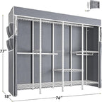 Raybee Clothes Rack with Cover,1150LBS Heavy Duty Clothing Rack for Hanging Clothes,Adjustable Portable,18" D x 76" W x 77" H,White