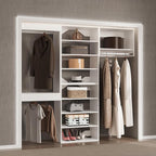 Modular Closet System, 66" Wide Closet Organizer System with Towers and Hanging, Wood Closet Tower Storage for Walk In Closets, Wall Mounted Wardrobe Organizer Kit System, Bedroom, White
