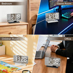 SZELAM Digital Clock,Alarm Clock Bedside,7.3'' Large LED Mirror with Date Display,Dual Alarm with 3 Mode,Brightnee Adjust,DST,Snooze Function,USB C Charging Port,5 Levels Volume for Desk Bedroom Teens