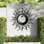 KingGenius Sun Moon Star Wall Decor,Metal Sun Wall Art,Sun Moon Art,Celestial Decor (Silver, 27.5"x27.5"/70x70cm, Metal Wall Art)