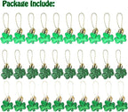 30 PCS St. Patrick's Day Shamrocks Ornament Set, Good Luck Clover Hanging Bauble Trefoil Pendant Decoration for Keyring Tree Shelf Home Decor Irish Festival, 3 Style