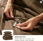 Bedsure Cotton Duvet Cover Set - 100% Cotton Waffle Weave Brown Duvet Cover Oversized King Size, GentleSoft™ and Breathable Bedding Set for All Season, 3 Pieces, 120"x98"