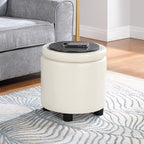 Designs4Comfort Round Accent Storage Ottoman with Reversible Tray Lid