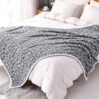 Panku Ultra Soft Leopard Throw Blanket, Cozy Knit Warm Cheetah Fleece Blankets for Couch and Sofa, Knit Reversiable Luxury Fluffy Blanket Throw (50x60 Inches, Snow Light Grey)