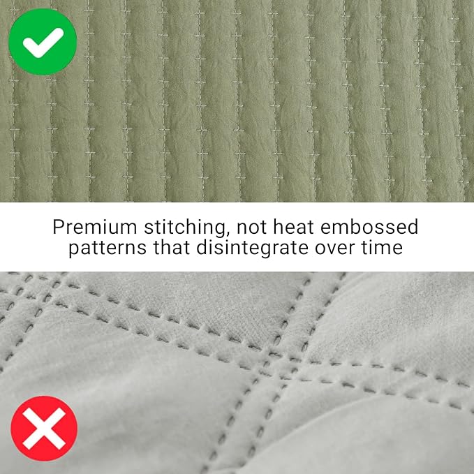 WRENSONGE King Size Quilt-3 Pieces Lightweight Bedspreads Olive Green King Quilt Bedding Set for All Seasons, Soft Summer Coverlet with 2 Pillow Shams Suitable for Bed, Couch, Quilt Blanket