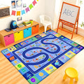 Kids Rug for Playroom, Educational Classroom Rug for Kids Room, Washable Nursery Rugs, Soft Non-Slip Play Mat for Learning ABC Carpet, Vehicles, Numbers, Animals, Colors, Shape, Season 4x6 Feet
