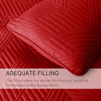Exclusivo Mezcla Ultrasonic King Quilt Bedding Set, Lightweight Red Bedspreads Soft Modern Geometric Coverlet Set for All Seasons (1 Quilt and 2 Pillow Shams)