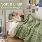 Comfort Spaces Twin Quilt Set Modern Reversible Ogee Coverlet Twin Bedding Set Cozy Quilted Winter Layer, All Season Lightweight Soft Twin Size Quilt, Kienna, Twin/Twin XL Olive Green 2 Piece