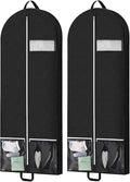 54" Garment Bags for Travel and Storage, Travel Suit Bags for Men Women with 2 Clear Pockets, Storage bags for Clothes, Suits, Dress, Shirts, Coats 2pcs Black