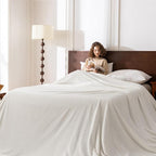 Oversized King Fleece Blanket 120x120 Inches, Seamless Soft Cozy 3D Jacquard Flannel Blanket 10'x10' Extra Large for Bed, Sofa, Couch, Travel & Camping, California King Throw,Ivory Leaf