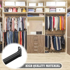 Tandefio Chrome Closet Rod 92 Inch with Oval Closet Rod 6 End Supports for Laundry Room Hanging Clothes Waterproof Shower for Curtains(Black)