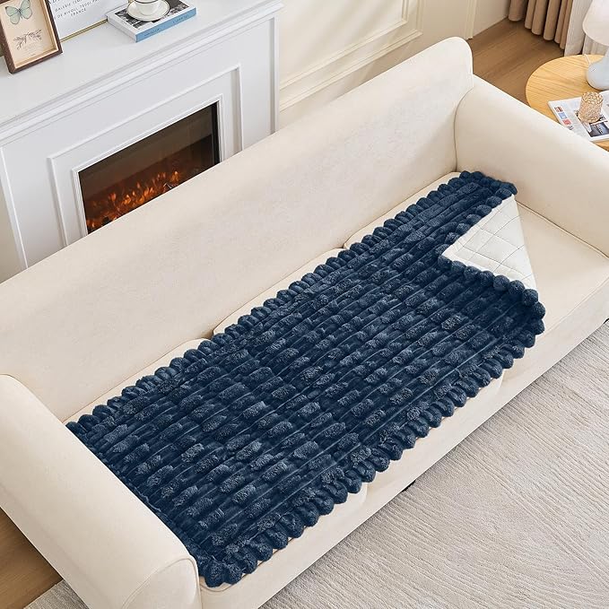 Couch Cover for Dogs, Non Slip Fuzzy Pet Couch Covers for Sofa,Couch Covers for Sofa Pet Friendly,Thick Soft Sofa Slipcovers Cushion Protector(Berlin Blue, 28" x 83"/70 x 210cm)