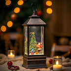 10'' Snow Globe Christmas, Musical Lighted Water Lantern with Swirling Glitter Decoration for Christmas Home, Living Room, Battery Operated or USB Powered (Christmas Tree)