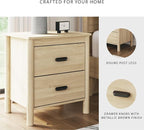 Signature Design by Ashley Cabinella Casual 2-Drawer Nightstand with Round Post Legs, 24.37" Tall, Light Brown