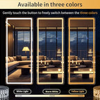76"x34" LED Full Length Mirror – Standing Floor Mirror with Dimmable Lights 3 Color Modes – Adjustable Brightness, Wall-Mount or Lean for Barber, Fitness Center, Dressing Room, Vanity