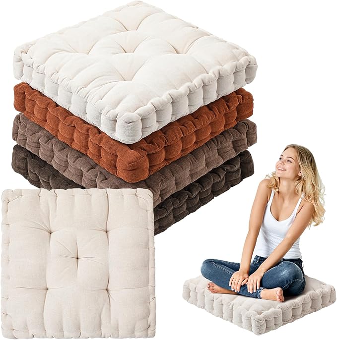Jerify Floor Pillow Cushions 22 x 22 Inch Round Square Large Meditation Floor Pillow for Classroom Adult Meditation Picnic Party Seating Learning Daycare School(15x15x5'',Square,Mixed Brown)