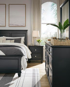 Signature Design by Ashley Lanolee Traditional Dresser with Framed Drawer Fronts and Tapered Feet, 7 Drawers, Satin Nickel Knobs, Wood, 36" High, Black