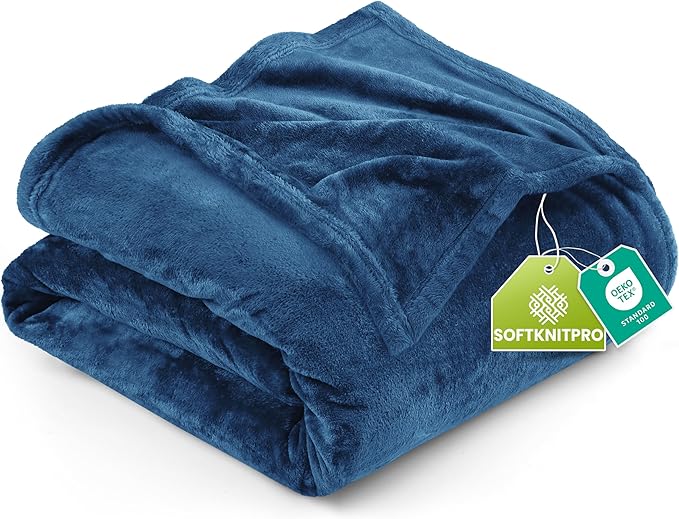 Utopia Bedding Fleece Blanket Queen Size Royal Blue 300GSM Luxury Fuzzy Soft Anti-Static Microfiber Bed Blanket (90x90 Inch)
