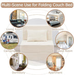 Folding Sofa Bed, 4 in 1 Convertible Sleeper Chair with Pillow, Single Memory Foam Fold Out Chair Bed, Modern Floor Futon Sofa Couch Mattress for Living Room/Guest/Apartment,Beige