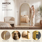 Antok Full Length Mirror, 68"x26" Floor Mirror, Arched Floor Standing Freestanding Arch Full Body Mirrors with Stand for Bedroom, Hanging Mounted for Living Room Cloakroom,Gold