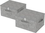 Underbed Storage Box Containers with Lid, Foldable Blanket Baskets, Home Underbed Organization for Organizing Clothes, Shoes, Pillows, 17.7x13.7x9.8Inches, Grey, 2 Pack