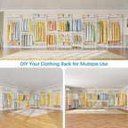Timate U4 U Shape Garment Rack Heavy Duty for Hanging Clothes, Expandable Industrial Pipe Clothing Rack Wall Mount, Extra Large Walk in Closet System With White Kit