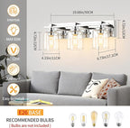3 Light Modern Bathroom Light Fixtures Over Mirror, Chrome Vanity Lights for Bathroom Wall Sconces with Clear Glass Shades, E26 Socket (Bulbs Not Included)