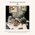 MACKENZIE-CHILDS Desk Clock, Decorative Wood Clock for Kitchen and Living Room, Black-and-White Courtly Check