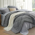 Bedsure California King Comforter Set - 7 Pieces Reversible Grey Bedding, Cal King Size Bed Set for All Seasons, Bed in a Bag with Down Alternative Comforter, Sheets, Pillowcases & Shams